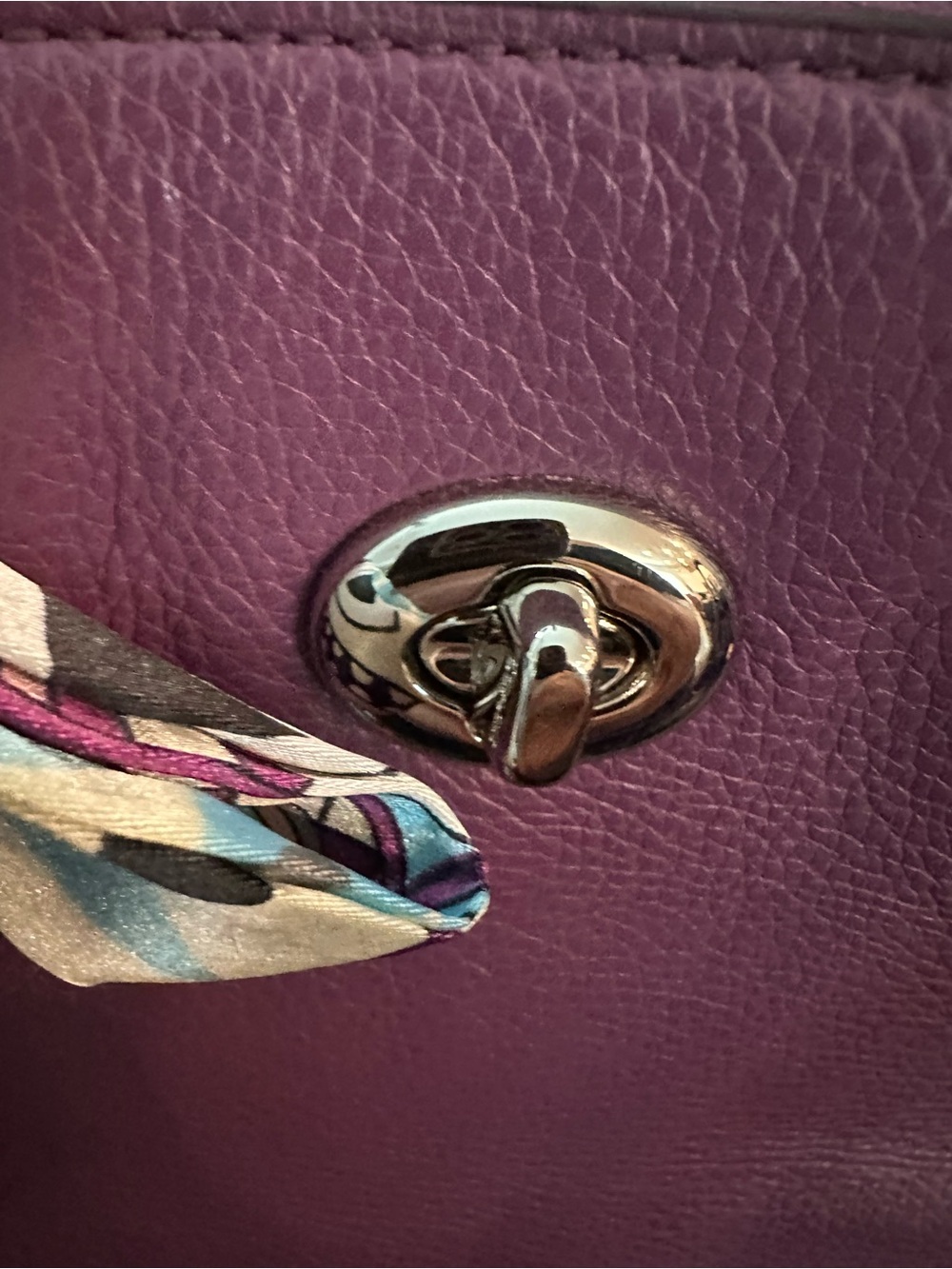 COACH Town Tote Purple Pebbled Leather Tote - Picture 5 of 15